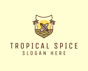 Tropical Summer Surfboard logo design