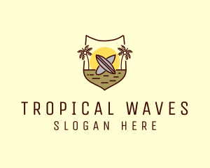 Tropical Summer Surfboard logo design