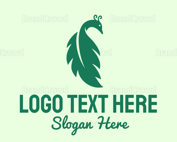 Green Peacock Leaf Logo