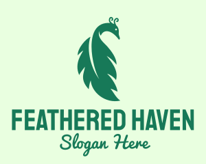 Green Peacock Leaf logo design