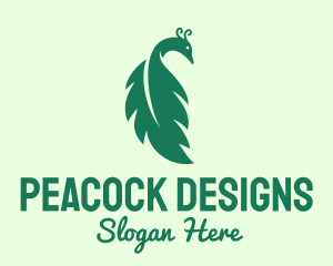 Green Peacock Leaf logo design