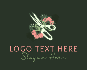 Yarn - Scissors Floral Tailoring logo design