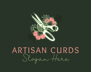 Scissors Floral Tailoring  logo design