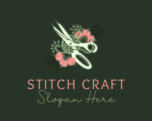 Needlework - Scissors Floral Tailoring logo design