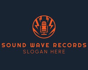 Record - Podcast Microphone Recording logo design