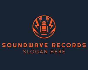 Record - Podcast Microphone Recording logo design