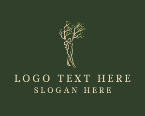 Vegan - Natural Woman Tree logo design
