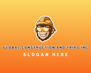 Monkey Construction Hard Hat logo design