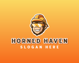 Monkey Construction Hard Hat logo design