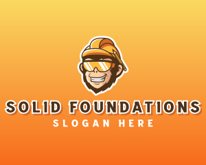 Construction - Monkey Construction Hard Hat logo design