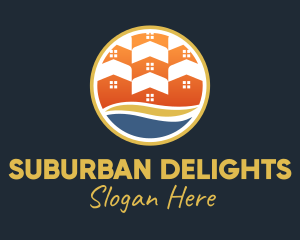 Suburban - Village Grid Swish logo design