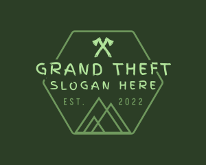 Glamping - Green Hexagon Mountain logo design