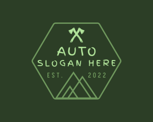 Trekking - Green Hexagon Mountain logo design
