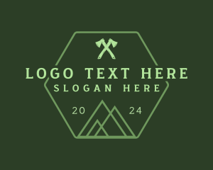 Adventure - Green Hexagon Mountain logo design