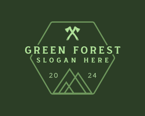 Green Hexagon Mountain logo design