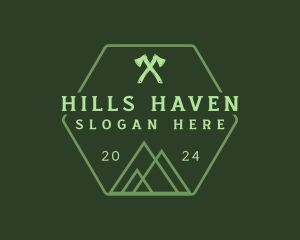 Green Hexagon Mountain logo design