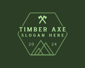 Green Hexagon Mountain logo design