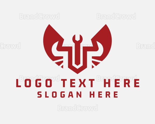 Red Handyman Wrench Wings Logo