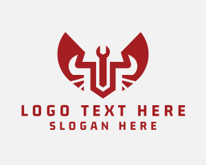 Worker - Red Handyman Wrench Wings logo design