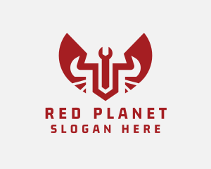 Red Handyman Wrench Wings  logo design