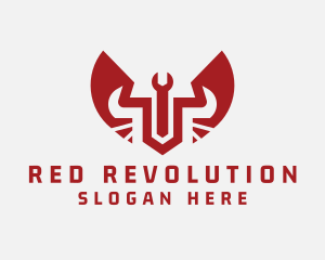 Red Handyman Wrench Wings  logo design