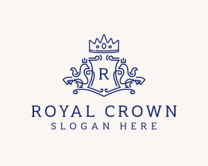 Bird Crest Crown logo design