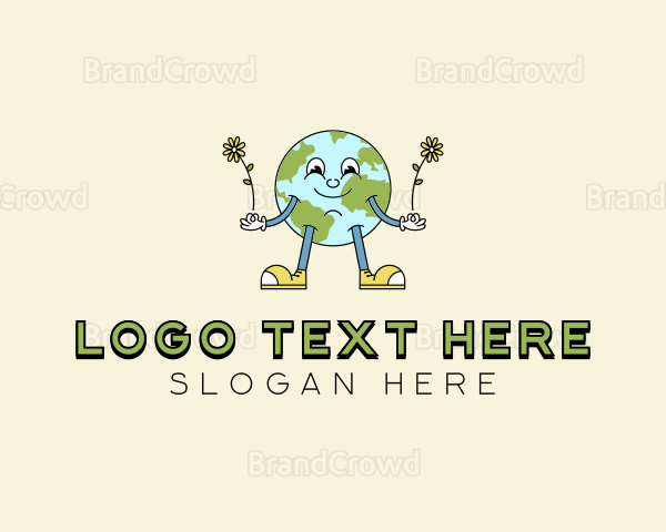 Cartoon Eco Globe Logo