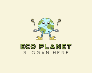 Cartoon Eco Globe logo design