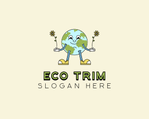 Cartoon Eco Globe logo design