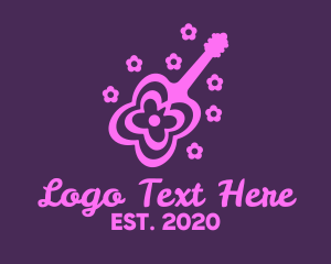 Feminine - Flower Guitar Instrument logo design