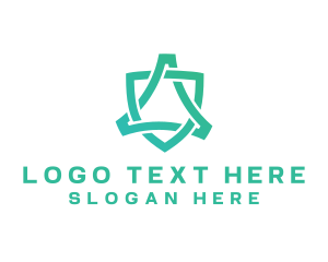 Recycling - Abstract Green Shield logo design