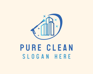 Sparkling Building Pressure Washer logo design