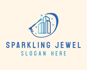 Sparkling Building Pressure Washer logo design