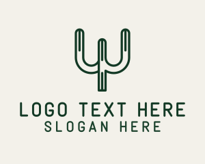 Desert - Cactus Letter W logo design