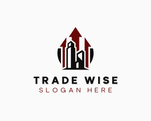 Trader - Building Arrow Finance Investor logo design