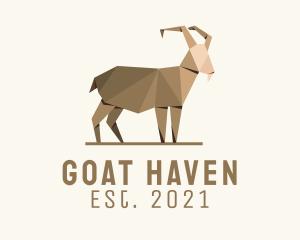 Goat - Brown Goat Origami logo design