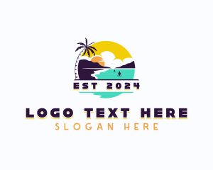 Mountain - Beach island Vacation logo design