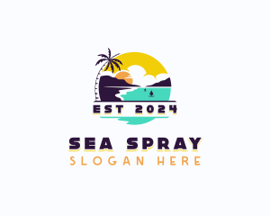 Beach island Vacation logo design