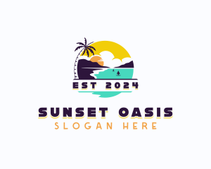 Beach island Vacation logo design