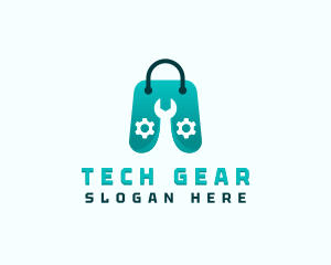Wrench Tool Shopping Bag logo design