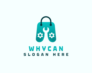 Online Shop - Wrench Tool Shopping Bag logo design