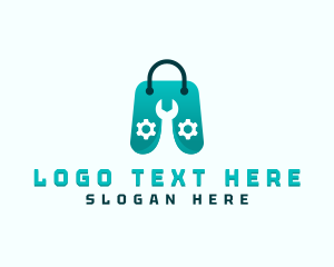 Online Shop - Wrench Tool Shopping Bag logo design