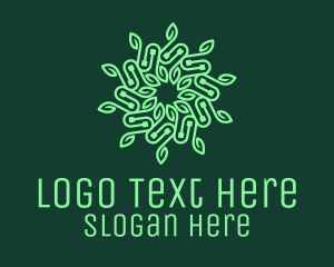 Flower - Green Circuitry Wreath logo design