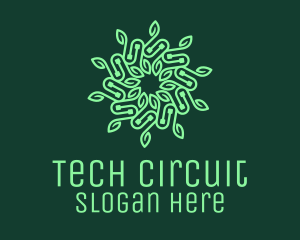 Green Circuitry Wreath logo design