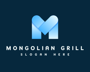 Modern Blue Letter M logo design