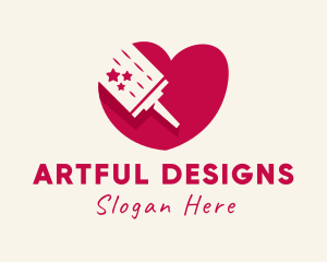 Paint Brush Heart  logo design