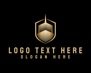 Gold - Elegant Skyscraper Shield logo design