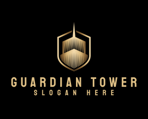 Elegant Skyscraper Shield logo design