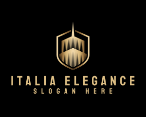 Elegant Skyscraper Shield logo design