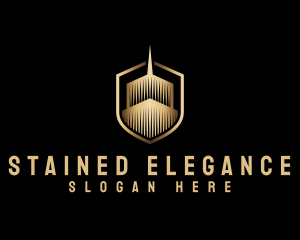 Elegant Skyscraper Shield logo design